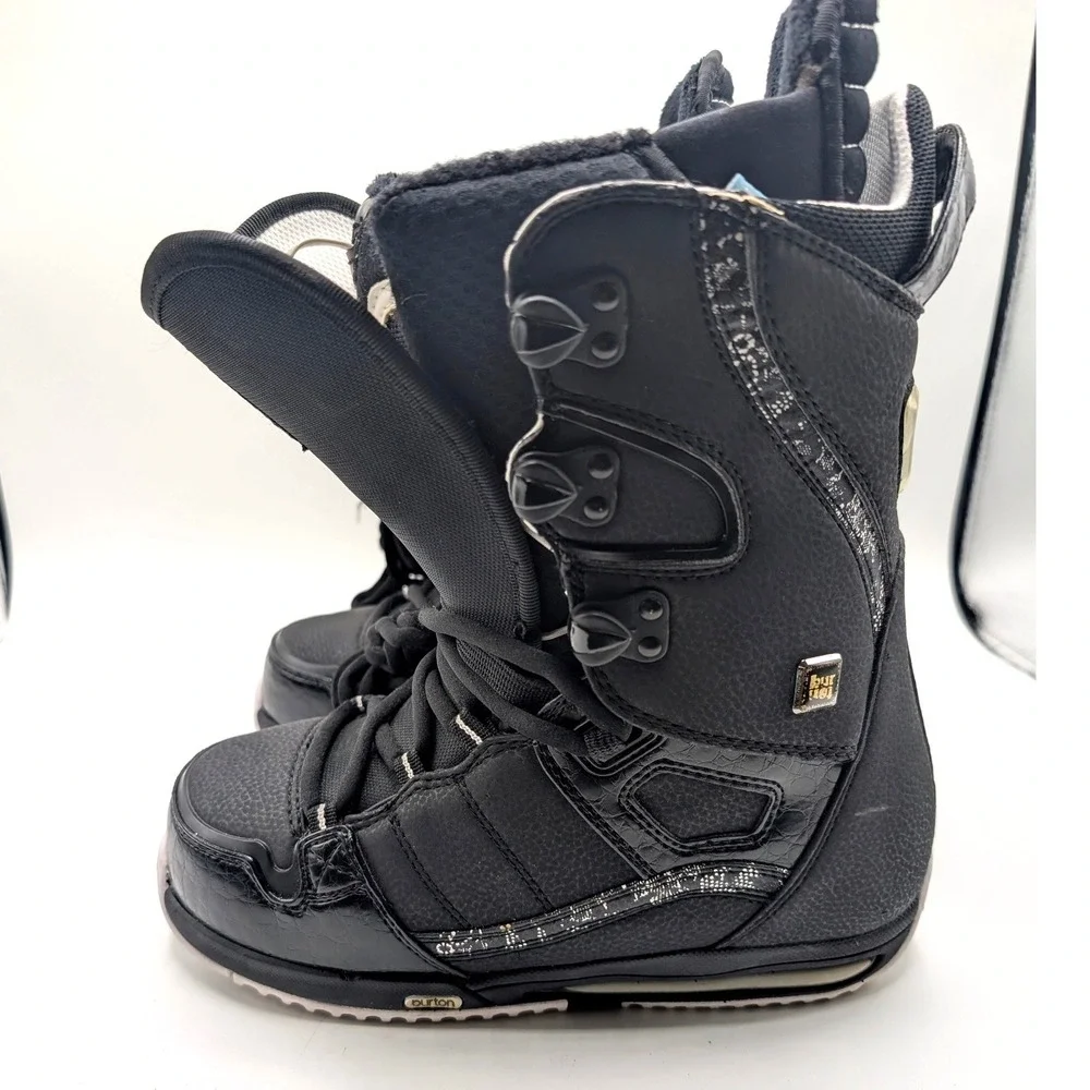Burton Sapphire Snowboard Boots Womens 6 Black Flex 2 Lace Up Winter Sport